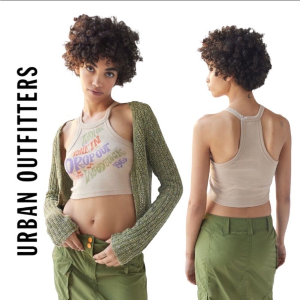 NEW Woodstock Urban Outfitters UO Tune In Cropped Cami Top M L - Picture 2 of 2